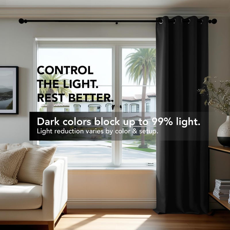 Deconovo Blackout Curtains for Bedroom â€“ Set of 2 52W x 72L Inch Thermal Insulated & Noise Reducing Panelsâ€“Home Window Room Darkening Sustainable Grommet Drapes for Living Room and Nursery, Black - Image 3